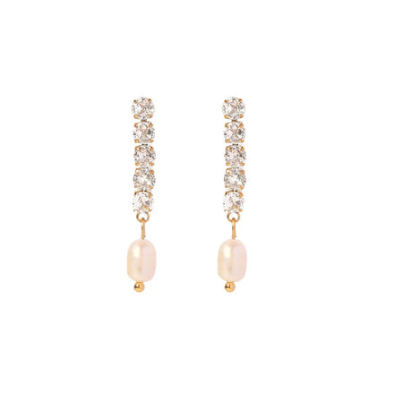 SC Hot Selling Delicate Stainless Steel Earrings Shiny Diamond Earrings Elegant Pearl Earrings for Women Teen Girls