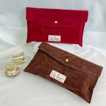 BSCI Chuanghua Velvet Envelope Bag Custom Logo Printing Velvet Button Envelope Bag Travel Portable Makeup Bag