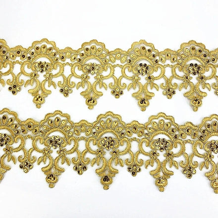 Width 11.5cm Eco-Friendly Gold White Black Polyester Sequin Embroidered Mesh Lace Trim for DIY Headscarf Clothing Accessories