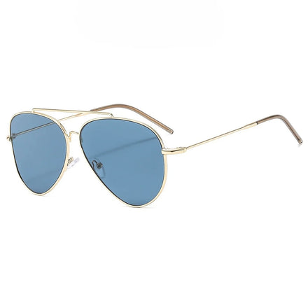 Feihong 2024 Double Bridge Pilot Sunglasses with UV400 Curved Lenses Metal Frame for Unisex Driving 7 Colors