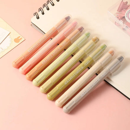 Creative Solid Hand Accounting Student Marking Pen Set New Morandi Jelly Pen Highlighter