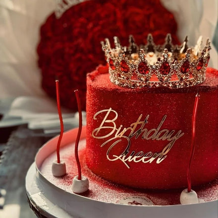 Queen Birthday Cake Topper Acrylic Mirror Gold Silver Charm for Mom Mother's Day Graduation Celebration Valentine's Day Easter