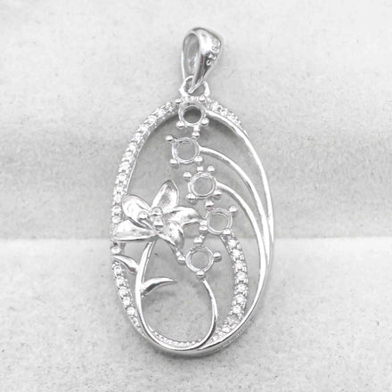 Semi Mount 3*3mm Sterling Silver Pendant Empty Frame Blank Support Setting S925 Base Holder Without Center Stone for DIY Inlay