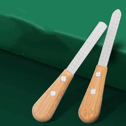 Custom Logo Manicure Stainless Steel Nail File with Wooden Handle
