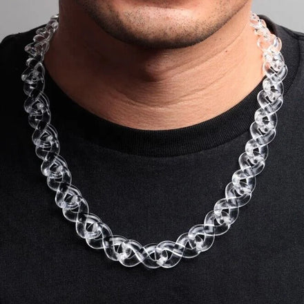 New Arrival 2024 Street Boy Hot Selling Clear Resin Link Necklace Jewelry Hip Hop Punk Infinity Choker Acrylic Necklace for Men