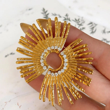 2024 Trend HOT STYLES New Trend Sunflower Rhinestone Radiation Exaggerated Big Earrings