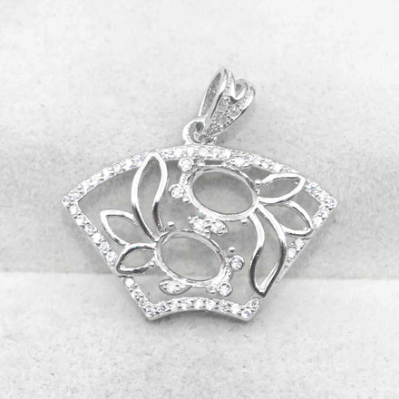 Sterling Silver 5*7mm Semi Mount Pendant Empty Frame Blank Support Setting S925 Base Holder Without Center Stone for DIY Inlay