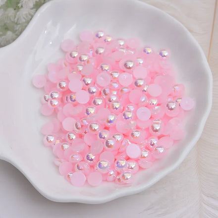 Wholesale 6mm 8mm Pearl Beads ABS Loose Beads AB Color Flat-back Half Round Imitation Pearl Beads Craft for DIY Nail Accessories