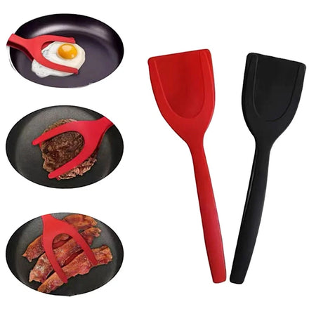 Multifunctional 2 in 1 Non-Stick Bread Egg Turners Cooking Tongs Gadgets for Kitchen Utensils Silicone Spatula Cooking Tool