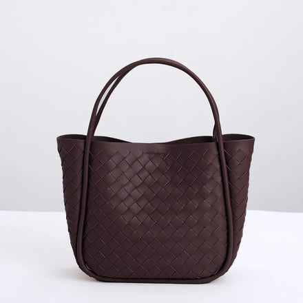 Hot Selling Soft Cowhide Hand Woven Handbag for Women Casual Fashion Large Capacity Genuine Leather Ladies Bag