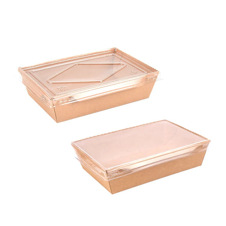 SenAng01 Disposable Eco-friendly Kraft Paper Lunch Box with Matt Lamination for Sushi and Chewing Gum Biodegradable Pet Lid