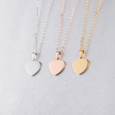 Yiwu Jewelry Factory Can Customize Engraving Blank Stainless Steel Heart 15x15x1.5mm Pendant Necklace for Any Number Symbol