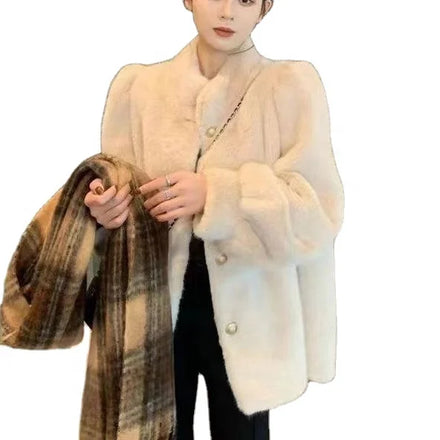 Dropshipping 2024 Winter Women Clothing Women Faux Mink Fur Trench Cozy Coat With Lapel for Women Winter Outwear