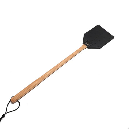 Natural Wooden Handle Manual Flyswatter High Quality Durable Household Flyswatter Leather Flyswatter