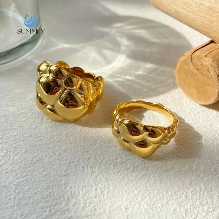 SUMMLY Personalized Vintage Cloud Shape 18K Gold Plated Stainless Steel Ring Fashion Jewelry Manufacturer