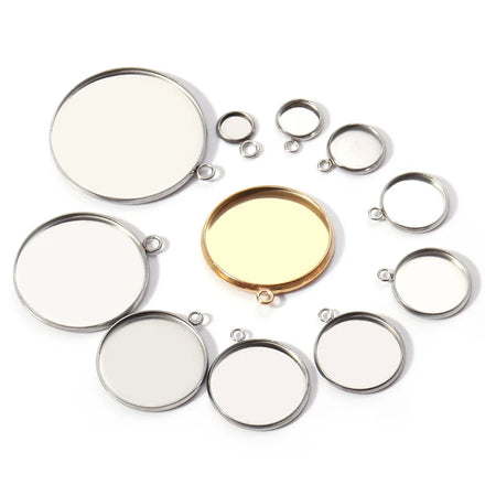 Hot 25mm Inner Diameter Stainless Steel DIY Style Bracelet Pendant Bezel Cabochon Bases 18K Gold Plated Jewelry Components