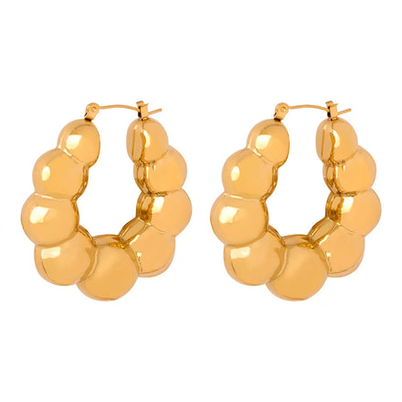 Fashionable Large 18k Gold Plated Stainless Steel Hoop Earrings Non Tarnish Chunky Statement Huggie Earrings Boucles Doreilles