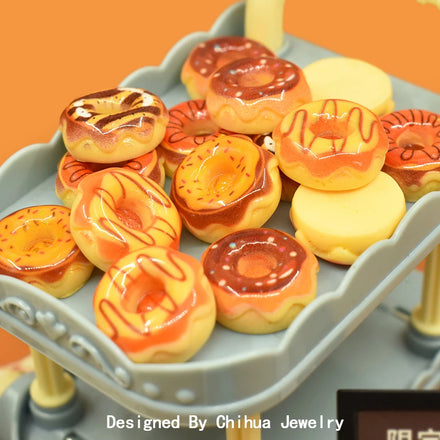 Simulation Donut Resin Flatback Cabochon Food Charms for DIY Scrapbook Jewelry Making Doll House Miniature Food Toys