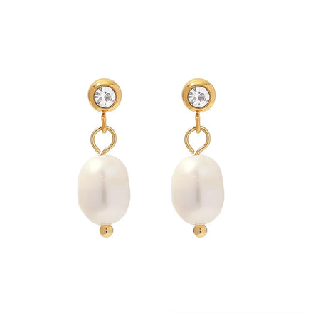 SC Hot Selling Elegant Stainless Steel Earrings Delicate Zirconia Diamond Earrings Tender Pearl Earrings for Women Teen Girls