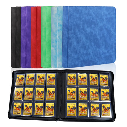 384 Pockets Leather RTS PU Leather Trading Toploader Binder Album 12 Pockets Premium Top Loader Card Binder