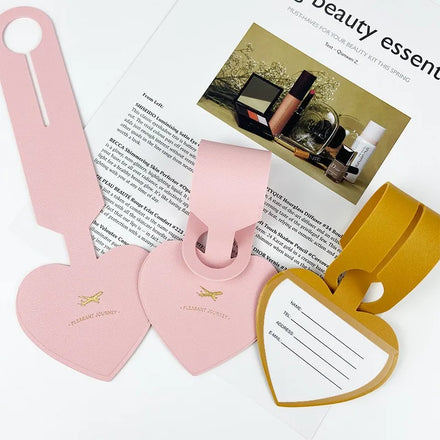 Heart-shaped Soft PU Leather Travel Luggage Name Tags Wedding Gift Sublimation Personalized Custom Letter Luggage Tags