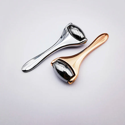Custom Logo Face Eye Massage Cream Applicator Cosmetic Scoop Spatula 7.8CM Metal Cream Spoon With Roller