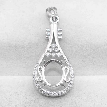 Sterling Silver 8*10mm Semi Mount Pendant Empty Frame Blank Support Setting S925 Base Holder Without Center Stone for DIY Inlay