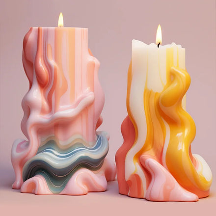 Wave Cylindrical Aromatherapy Candle Silicone Mold DIY Handmade Expanded Stone Ornament Food Grade Liquid Grinding Tool