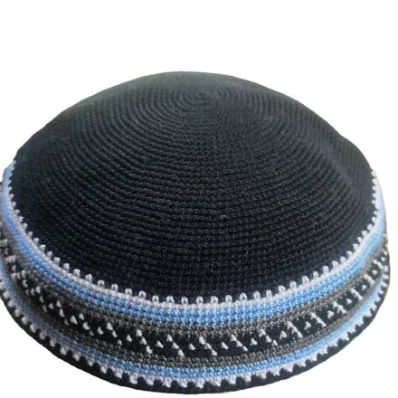 Handmade DMC Black Crochet Kippah Hat for Men Boys Kids-Stylish Image Design for Daily Party Outdoor Business Scenes
