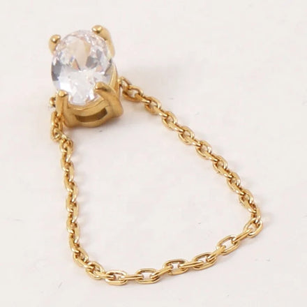 Hot Sale Women Popular Dainty Jewelry 18k Gold Plated Stainless Steel Thin Chain Shape Cubic Zircon Cz Ring