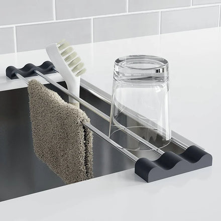 Wholesale Silicone and 304 Stainless Steel Foldable Kitchen Roll up Dish Drying Rack Over the Sink Dish Drainer