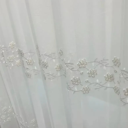 All Our Website Ready Goods Moq 1 Roll Embroidered Sheer Polyester Fabric Door Curtain Fabric