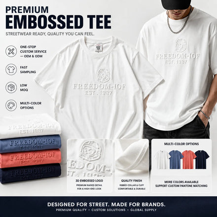 Print Emboss Tee Shirt Custom 3D Embossed Oversized Graphic Men T Shirt High Quality Streetwear Urban Fashion Top