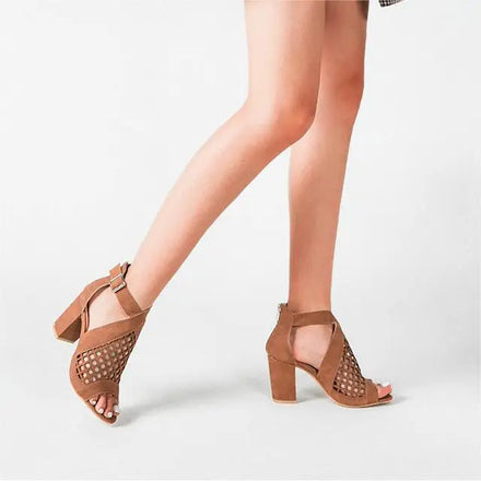 Customized Spring Summer Outdoor Trendy Fish Toe Peep Toe Women's Sandals Thick Heeled Height Increasing Hollow Shoes