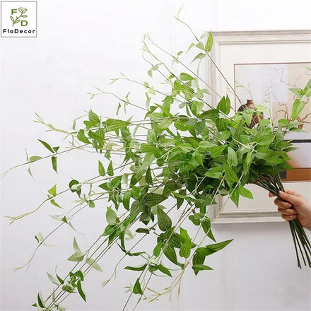 High Quality Artificial Clematis Leaf Hanging Vine Greenery Lotus Plant for Home Wedding Decoration