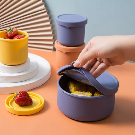 250ML 700ML Silicone Food Storage Containers with Lids Airtight Leak-proof Microwave Refrigerator Safe Salad Bowl