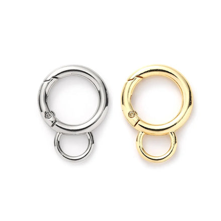 Metal O Rings Metal Alloy Spring Ring Openable Ring Silver Round Carabiner Circle Clip Buckles Spring Clasp Hook for Bag