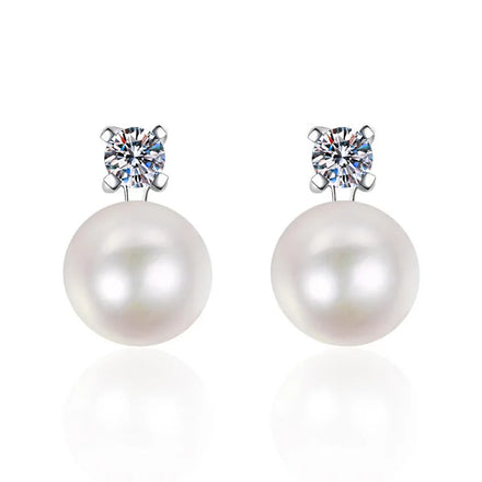 925 Sterling Silver Natural Pearl Earrings Mosonite Fashion Noble Earrings Women's Jewelry Wedding