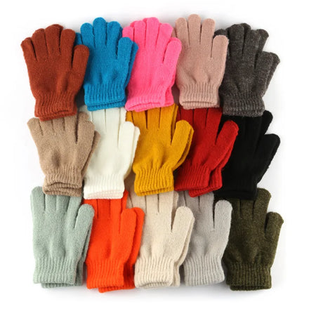 Rabbit Hair Gloves Female Winter Warm Simple Solid Five Fingers Fashion Gloves 2026 New Jacquard Wrist Hand Gloves for Winter