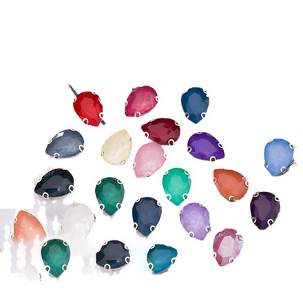Hot Sale Korean Version Trend Color Water Drop Shape Accessories Fashion Light Sense Rhinestone Clothing Shoes Bags-Made Plastic