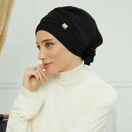 Best Selling Muslim Chiffon Instant Hijab Turbans Women Islamic Abaya Hijab Turban With Metal Accessories