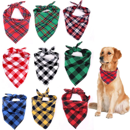 Wholesale Classic Plaid Pet Bandana Triangle Pet Bandanas for Dogs 100% Cotton Material