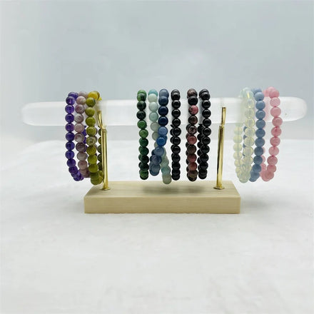 Wholesale Crystal Stones Gems Wood Selenite Bracelet Stand Crystal Holder Ornaments