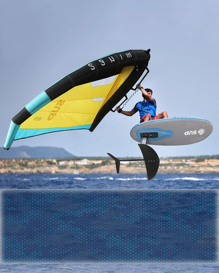 E SUP Inflatable Foil Surf Board Double Layer Drop Stitch EVA Soft Top with Pump & Bag for Ocean Waters