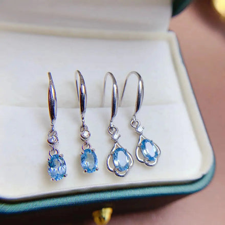 Hot Popular Long 925 Sterling Silver 18k Platinum Plating Natural Topaz Retro Macrame Drop Earrings for Wedding
