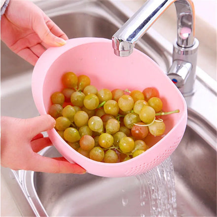 Rice Washing Drain Basket Thickened Food Grade Rice Washer Strainer Vegetables Fruits Washing Colander Handle Foldable