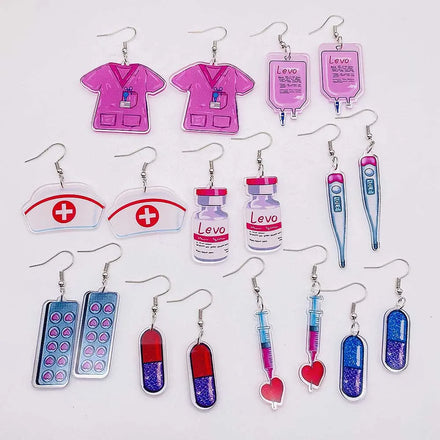 2024 Cute Nurses' Day Earrings Medical Shape Acrylic Earrings for Gift
