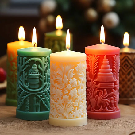 Christmas Cylindrical Aromatherapy Candle Silicone Mold DIY Handmade Christmas Gift Expansion Stone Grinding Tool Factory Custom