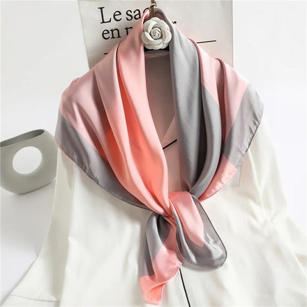New Matching Colors Polyester Ethnic Satin Square Scarf Custom Digital Printing Fashion Women Summer Scarf