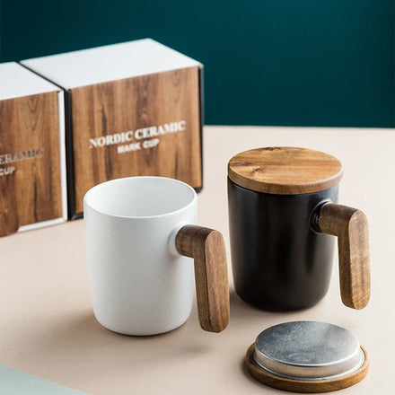 Modern Luxury Ceramic Porcelain Espresso Cups with Bamboo Lid and Saucers Eco-Friendly Wedding Custom Logo SAIMEI B021